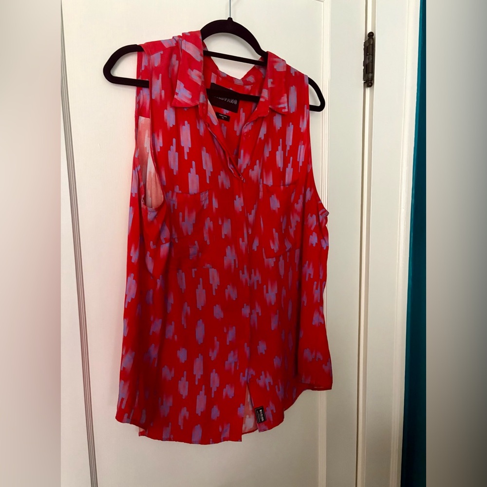 Wildfang Red Sleeveless Blouse
